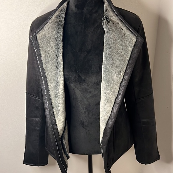 CACHE Moto jacket bomber faux leather faux fur lined Sz M - Picture 6 of 10